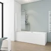 Schulte Pare-baignoire 70x130 cm - Réversible - Écran pliant - Verre de Sécurité transparent 5mm - Décor Bandes - Blanc* Pare-Baignoire
