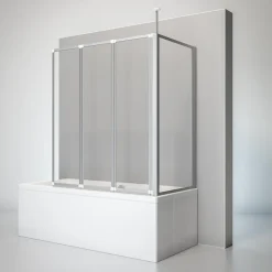 Schulte Pare-baignoire 129x140x70 cm - 3 Parois en verre de sécurité + Paroi latérale fixe - Écran pliant - Aluminium* Pare-Baignoire