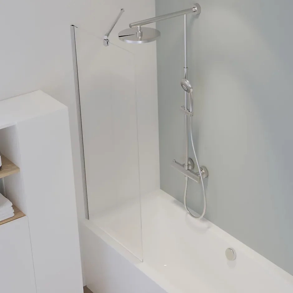 Schulte pare-muret douche - 120 x 100 - paroi de douche - verre de sécurite 5 mm -transparent - anticalcaire - chromé* Paroi De Douche