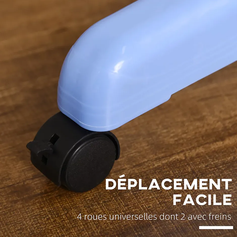 Homcom Sechoir à linge étendoir pliable 3 niveaux 2 ailes latérales à cintres acier blanc PP bleu