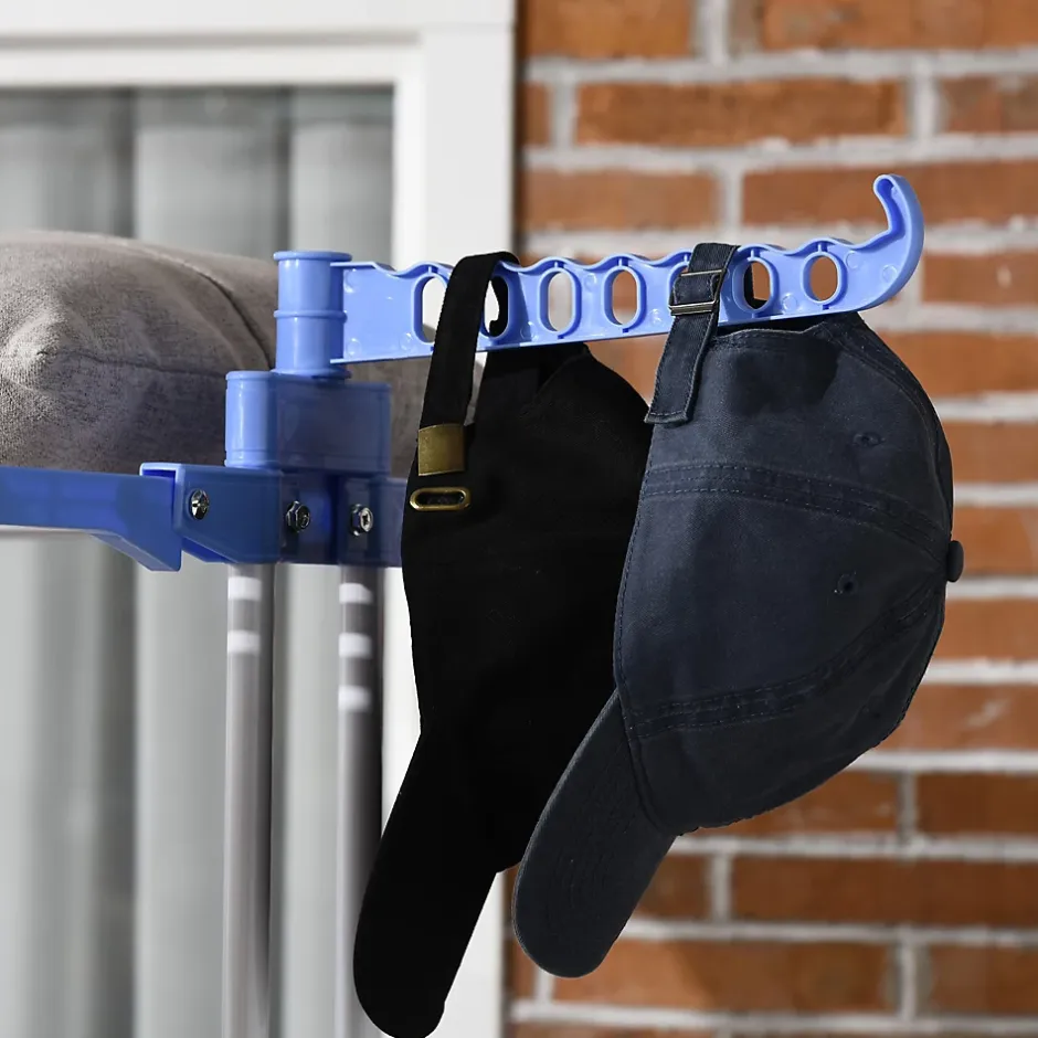 Homcom Sechoir à linge étendoir pliable 3 niveaux 2 ailes latérales à cintres acier blanc PP bleu