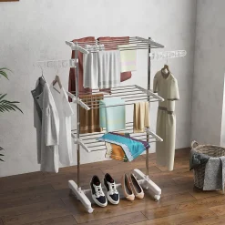 Homcom Sechoir à linge étendoir pliable ailes latérales sur 3 niveaux* Etendoir À Linge