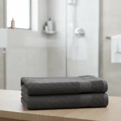 GoodHome Serviette de bain anthracite 140 x 70 cm, Koros