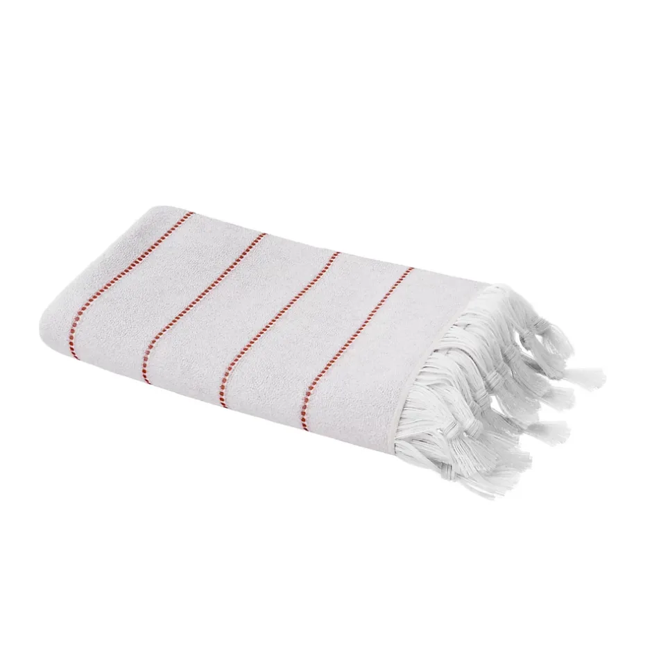 GoodHome Serviette de bain blanche et mango 140 x 70 cm, Sary