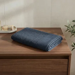 GoodHome Serviette de bain bleu nuit Koros 140 x 70 cm* Serviette De Bain