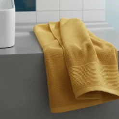 GoodHome Serviette de bain jaune miel Koros 140 x 70 cm* Serviette De Bain