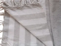Dylrev Serviette de Plage Fouta Rayée avec Franges - Lot de 4 - 90x180cm - Gris - Élégante et Pratique