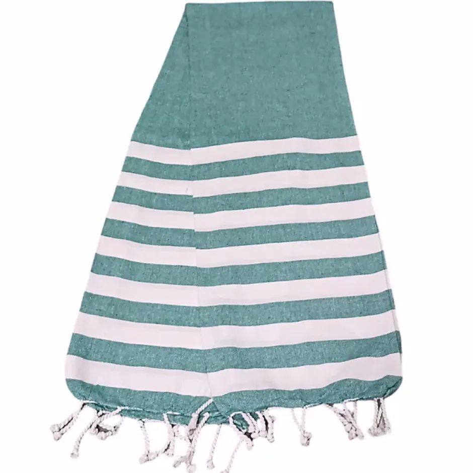 Dylrev Serviette de Plage Fouta Rayée avec Frange - Lot de 2, Vert, 90x180cm* Serviette De Bain
