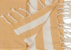 Dylrev Serviette de Plage Fouta Rayée avec Frange 90x180cm en Moutarde -* Serviette De Bain