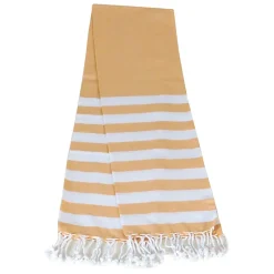 Dylrev Serviette de Plage Fouta Rayée avec Frange 90x180cm en Moutarde -* Serviette De Bain