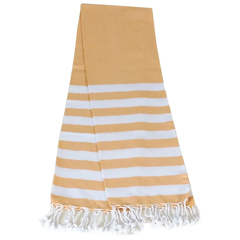 Dylrev Serviette de Plage Fouta Rayée avec Frange 90x180cm en Moutarde -* Serviette De Bain