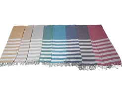 Dylrev Serviette de Plage Fouta Rayée avec Frange 90x180cm en Vert -* Serviette De Bain
