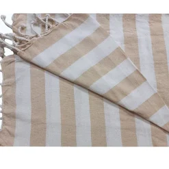 Dylrev Serviette de Plage Fouta Rayée avec Frange - Lot de 4 en Lin 90x180cm* Serviette De Bain