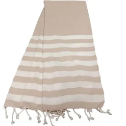 Dylrev Serviette de Plage Fouta Rayée avec Frange - Lot de 4 en Lin 90x180cm* Serviette De Bain