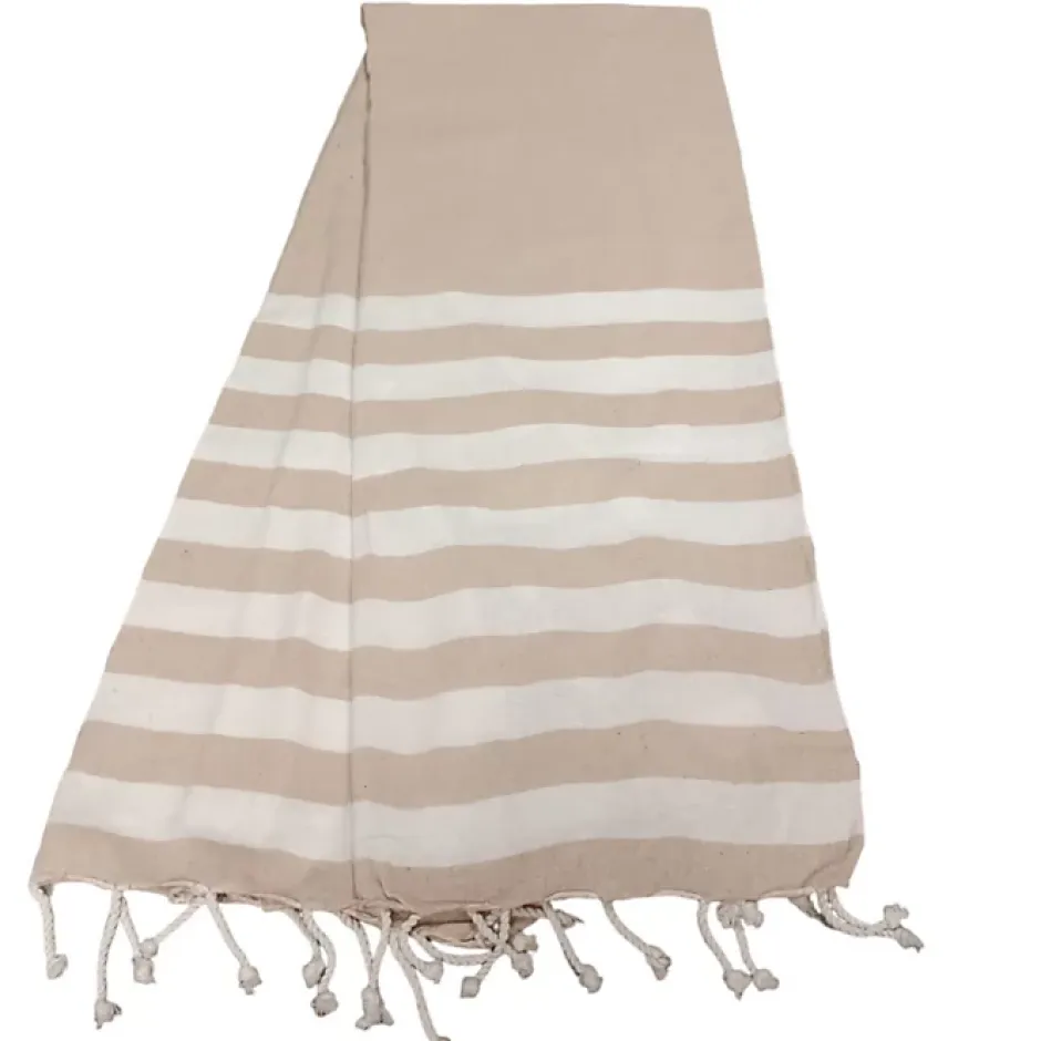 Dylrev Serviette de Plage Fouta Rayée avec Frange - Lot de 4 en Lin 90x180cm* Serviette De Bain