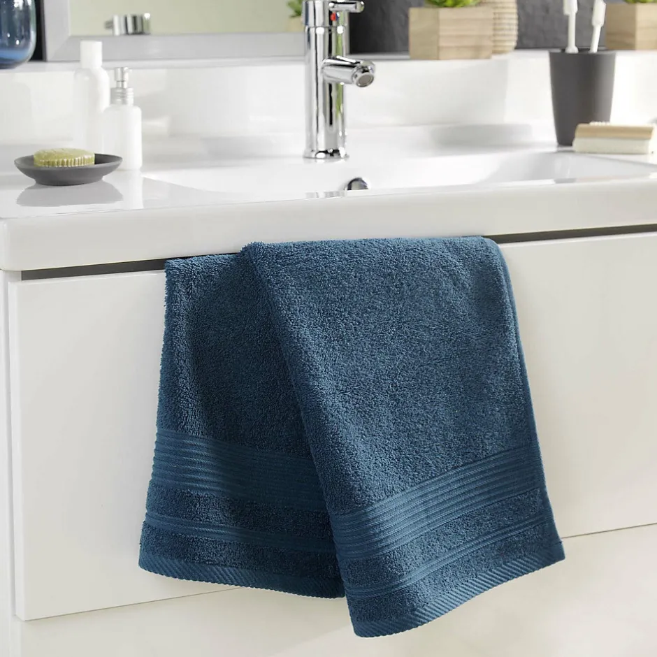 Douceur D'Intérieur Serviette de toilette 50 x 90 cm eponge unie tendresse Saphir* Serviette De Toilette