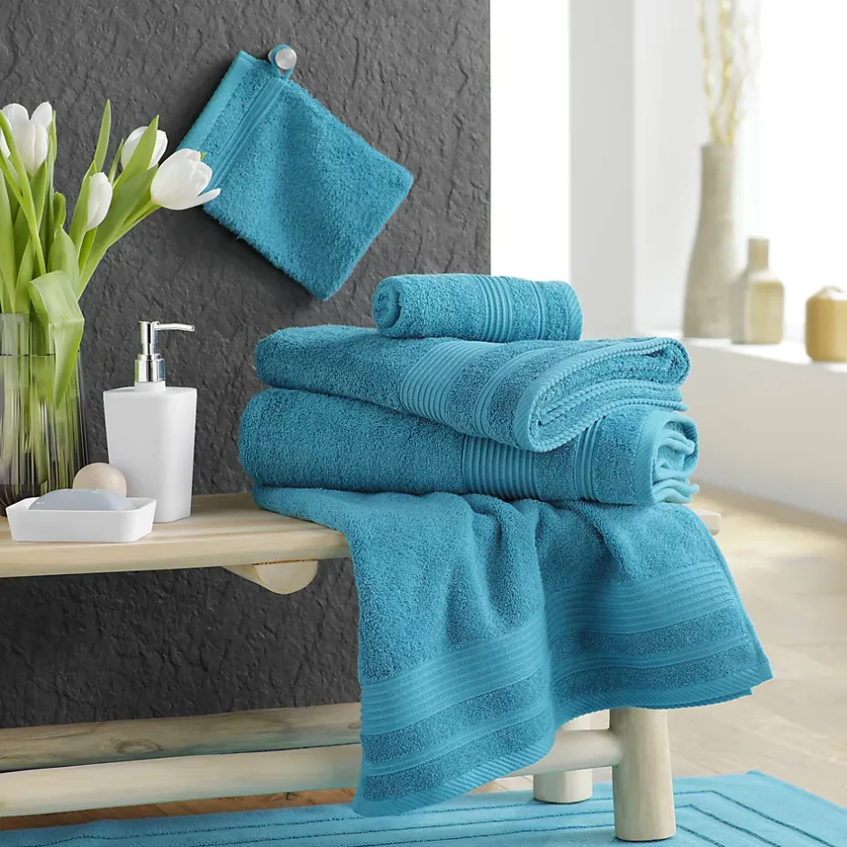 Douceur D'Intérieur Serviette de toilette 50 x 90 cm eponge unie tendresse Bleu Paon
