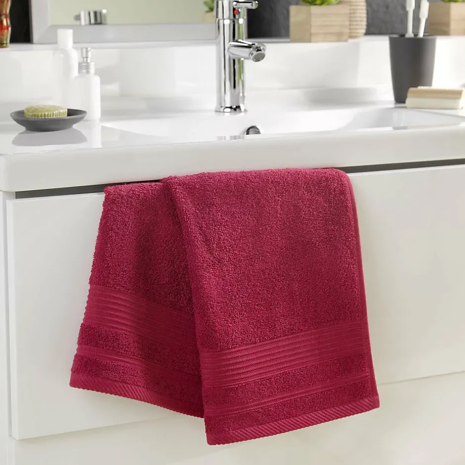 Douceur D'Intérieur Serviette de toilette 50 x 90 cm eponge unie tendresse Rubis* Serviette De Toilette