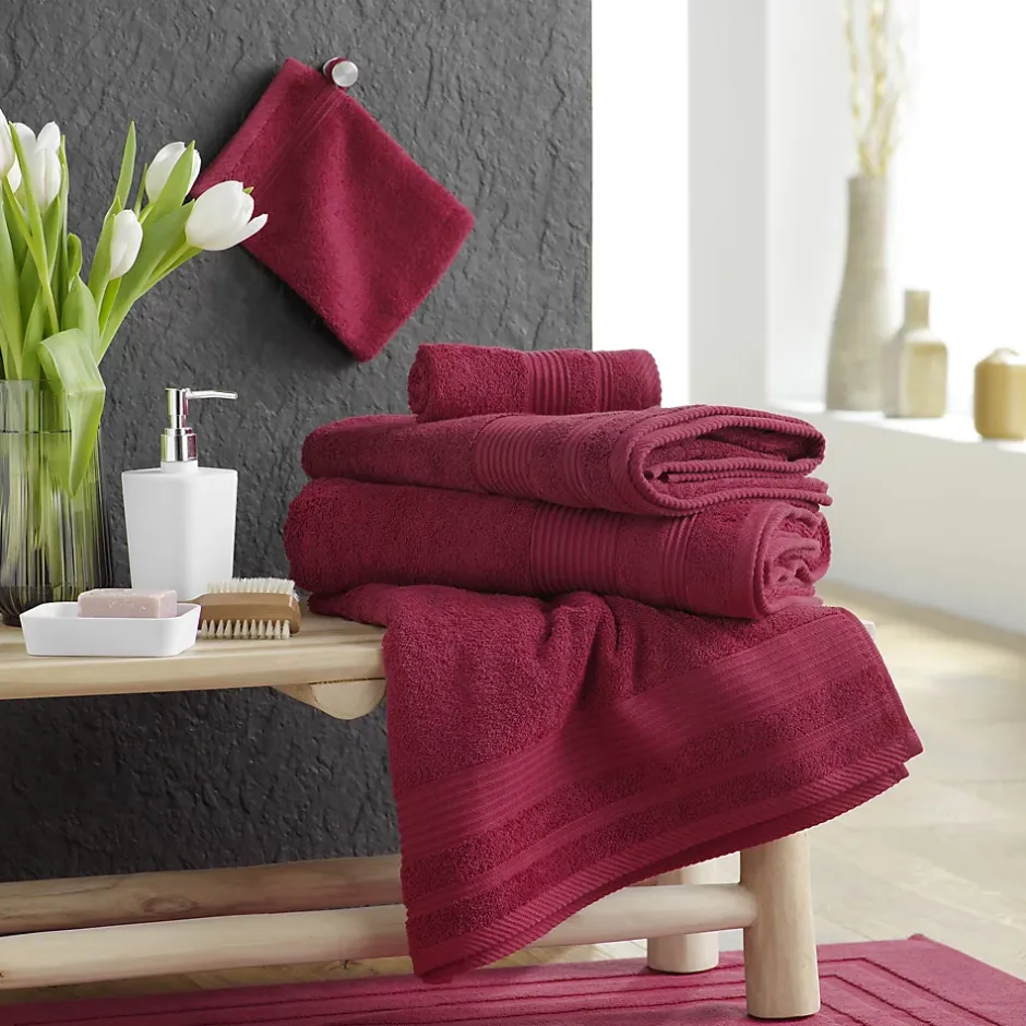Douceur D'Intérieur Serviette de toilette 50 x 90 cm eponge unie tendresse Rubis* Serviette De Toilette