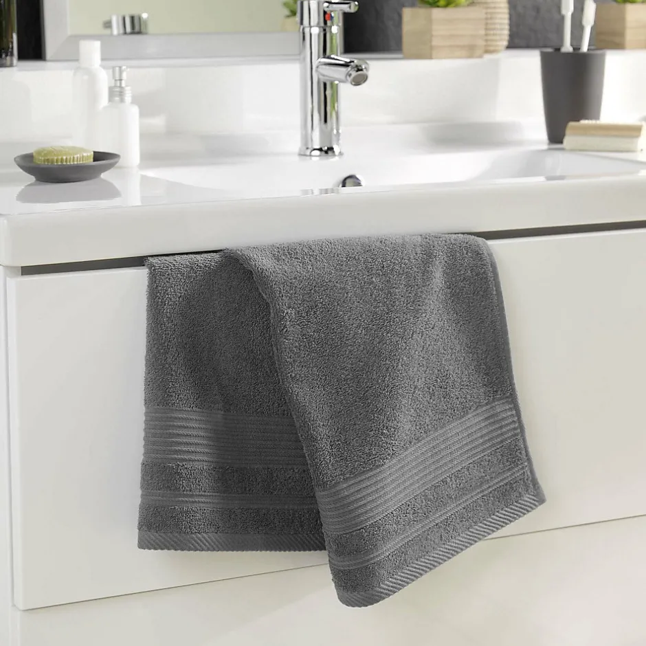 Douceur D'Intérieur Serviette de toilette 50 x 90 cm eponge unie tendresse Anthracite* Serviette De Toilette