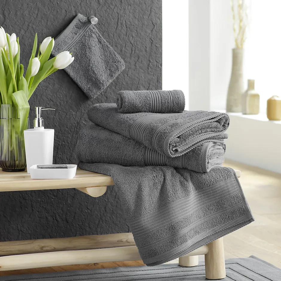 Douceur D'Intérieur Serviette de toilette 50 x 90 cm eponge unie tendresse Anthracite* Serviette De Toilette