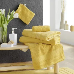 Douceur D'Intérieur Serviette de toilette 50 x 90 cm eponge unie tendresse Mimosa