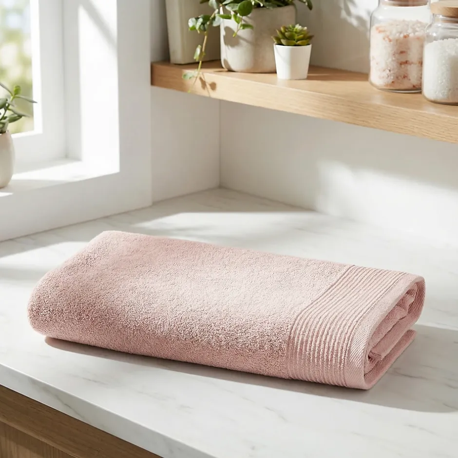 GoodHome Serviette de toilette rose nude 100 x 50 cm, Koros* Serviette De Toilette