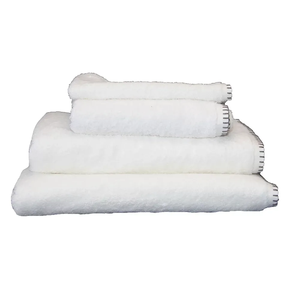 Sud Etoff Serviette Grand Hotel surpiqure noire (30x50 cm - Blanc)* Serviette De Bain