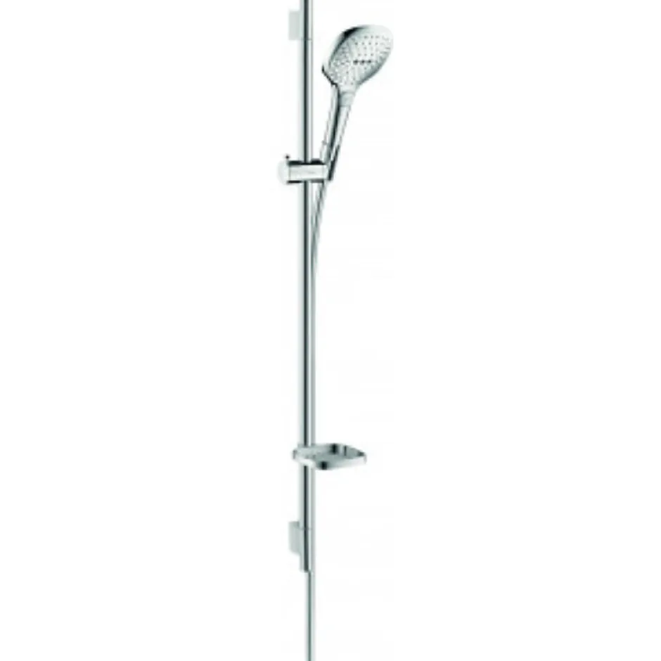 Hansgrohe Set de douche 120 3jet avec barre Unica'S puro 90 cm et porte-savon chromé Raindance Select E* Pommeau De Douche, Flexible Et Barre De Douche