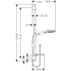 Hansgrohe Set de douche 120 3jet avec barre Unica'S puro 90 cm et porte-savon chromé Raindance Select E* Pommeau De Douche, Flexible Et Barre De Douche