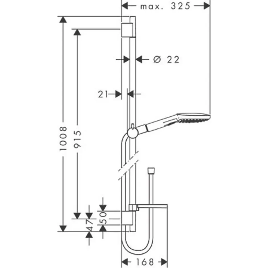 Hansgrohe Set de douche 120 3jet avec barre Unica'S puro 90 cm et porte-savon chromé Raindance Select E* Pommeau De Douche, Flexible Et Barre De Douche