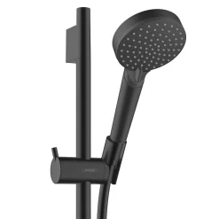 Hansgrohe Set de douche Mitigeur Ecostat Comfort + douchette à main 2 jets + Barre Unica 65 cm, Noir mat (13116670-Vernis)* Colonne De Douche Thermostatique