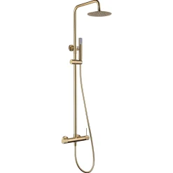Imex Products Set de douche monocommande or brosse acier et laiton avec pommeau 20 cm anticalcaire* Colonne De Douche Encastrable