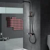 Imex Products Set de douche noir et or rose en acier et laiton avec souffle extra plat 20x20 cm* Colonne De Douche Mécanique