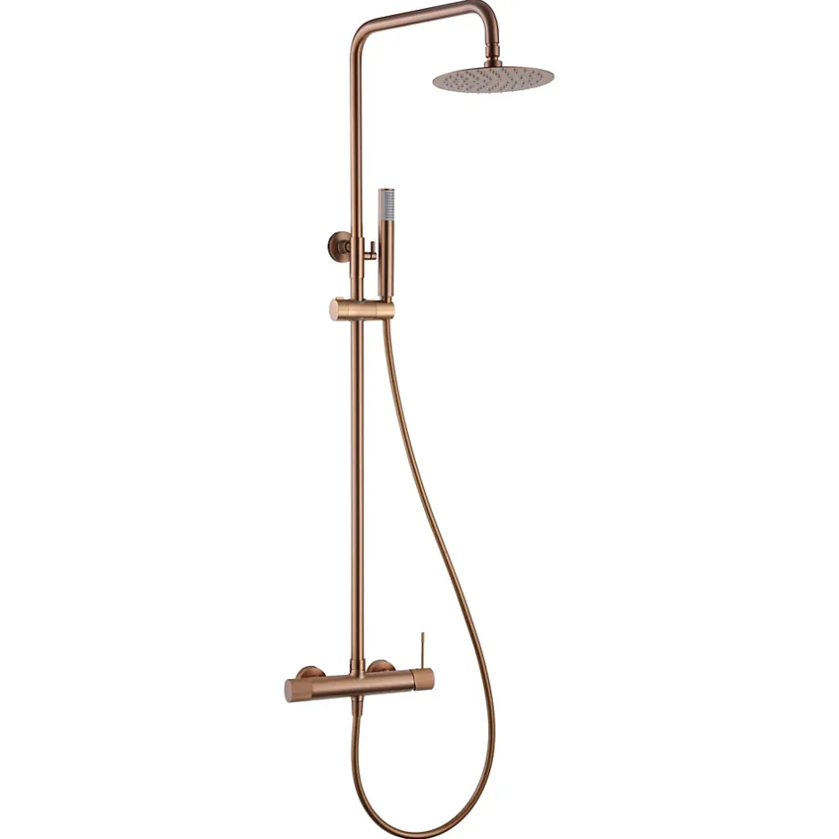 Imex Products Set douche mitigeur monocommande or rose acier et laiton finition PVD