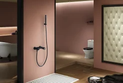 Imex Products Set douche monocommande noir mat en laiton et zamak avec flexible PVC 180 cm* Colonne De Douche Encastrable