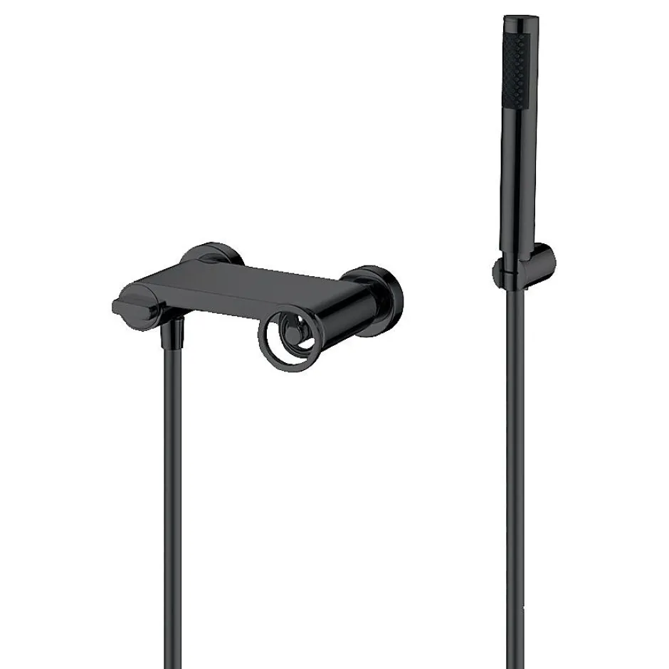 Imex Products Set douche monocommande noir mat en laiton et zamak avec flexible PVC 180 cm* Colonne De Douche Encastrable