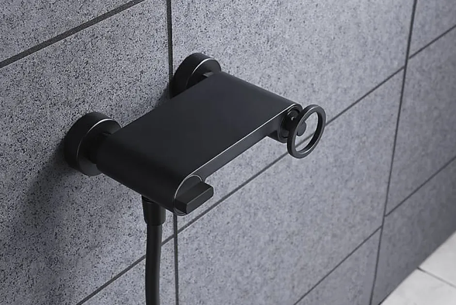 Imex Products Set douche monocommande noir mat en laiton et zamak avec flexible PVC 180 cm* Colonne De Douche Encastrable
