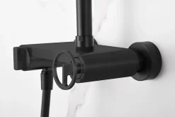 Imex Products Set douche monocommande noir mat en acier et laiton avec barre extensible* Colonne De Douche Mécanique