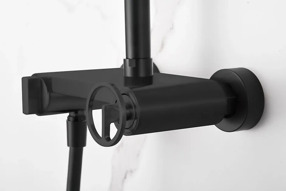 Imex Products Set douche monocommande noir mat en acier et laiton avec barre extensible* Colonne De Douche Mécanique