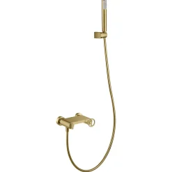 Imex Products Set douche monocommande or brosse en laiton avec flexible PVC 180 cm