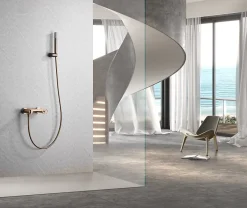 Imex Products Set douche monocommande or rose brosse en laiton tube PVC 180 cm ceramique 35 mm* Colonne De Douche Encastrable