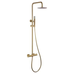 Imex Products Set douche thermostatique or acier et laiton PVD avec douchette extensible anticalcaire