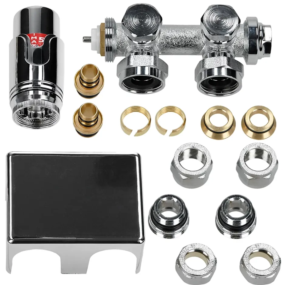 Luxebath Set universel thermostat radiateur chauffage connexion moyenne 50 mm chrome* Sèche-Serviettes Mixte