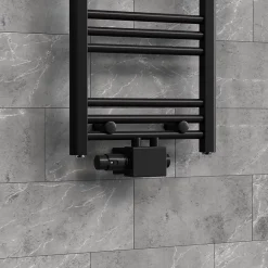 Luxebath Set vanne thermostatique universel noir pour radiateur de salle de bain à raccord central* Sèche-Serviettes Eau Chaude