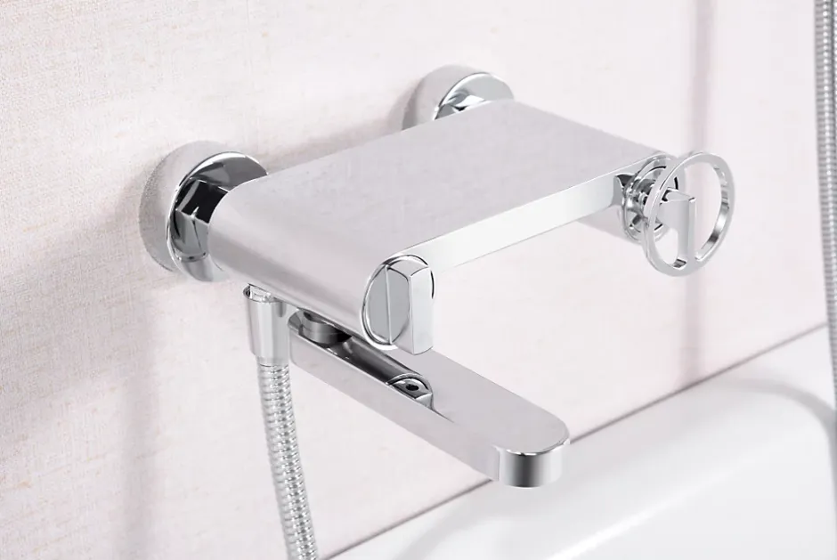 Imex Products Set vascadoccia cromo en laiton et zama avec douchette ronde et flexible PVC 180 cm