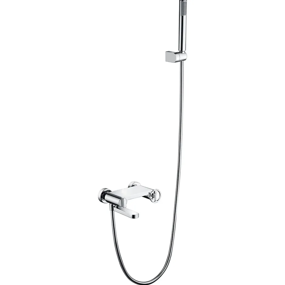 Imex Products Set vascadoccia cromo en laiton et zama avec douchette ronde et flexible PVC 180 cm