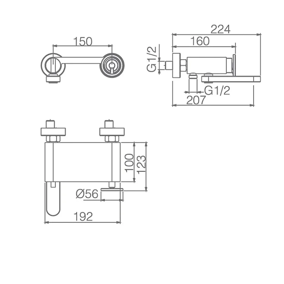Imex Products Set vascadoccia cromo en laiton et zama avec douchette ronde et flexible PVC 180 cm