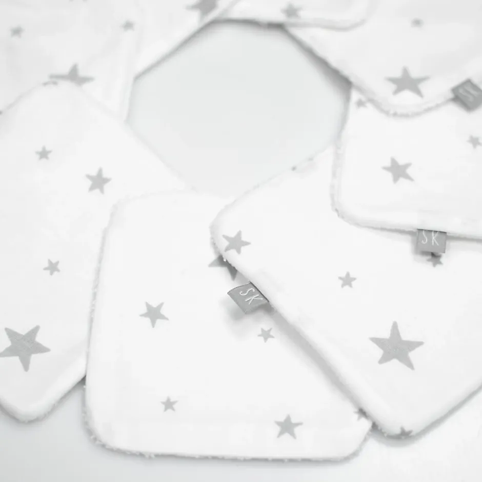 Sevira Kids Lingettes bébé lavables en 100% coton 8 pièces STELLA* Serviette De Toilette