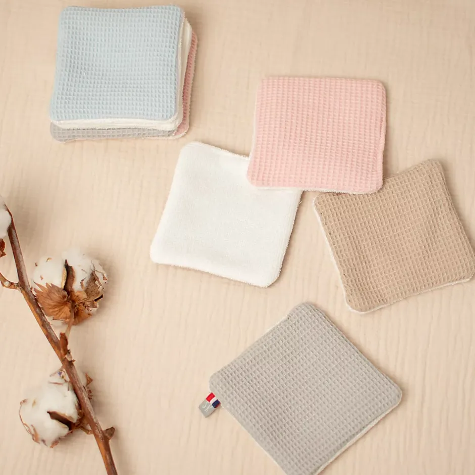 Sevira Kids Lingettes bébé lavables 8 pièces Nid d'abeille & bambou* Serviette De Toilette